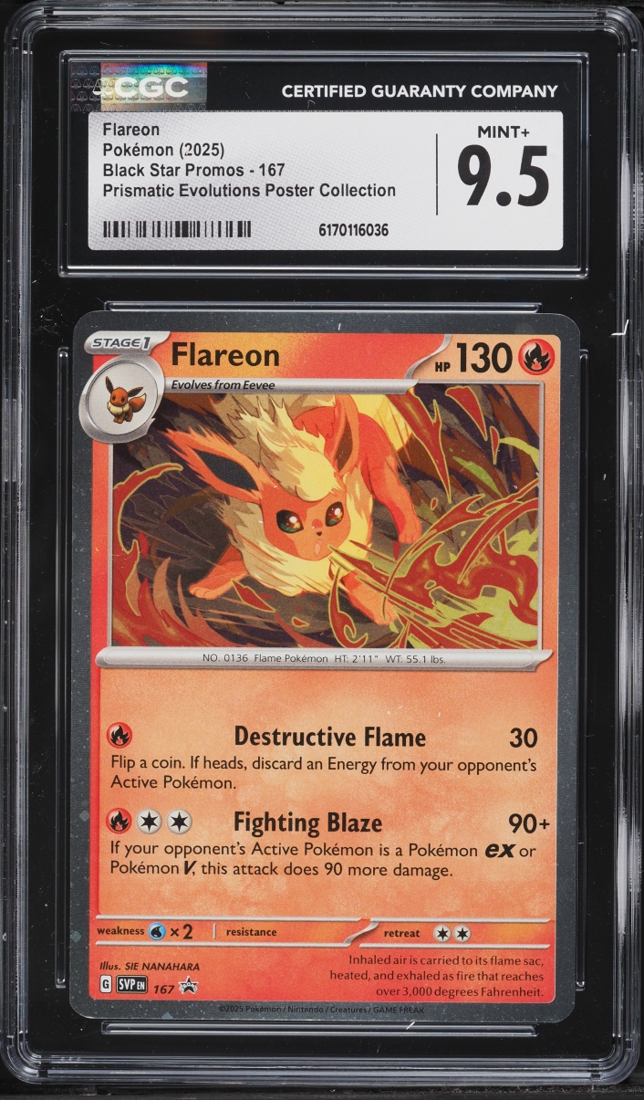 2025 Pokemon Scarlet & Violet Promo Prismatic Evolutions Poster Flareon #167 CGC 9.5 MINT+