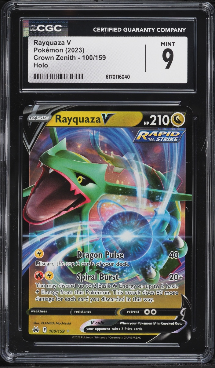 2023 Pokemon Sword & Shield Crown Zenith Holo Rayquaza V #100 CGC 9 MINT