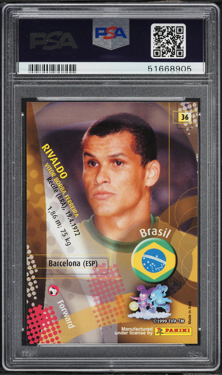 2002 Panini World Cup Korea Japan Rivaldo #36 PSA 9 MINT