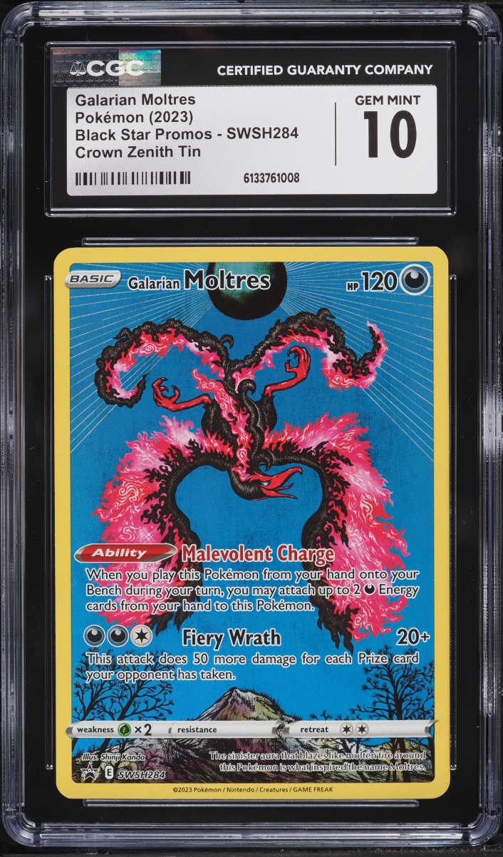 2023 Pokemon SWSH Promo Crown Zenith Tin Full Art Galarian Moltres #SWSH284 CGC 10 GEM MINT