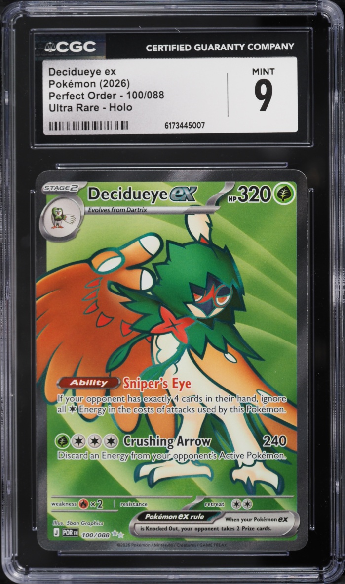 2026 Pokemon Mega Evolution Perfect Order Full Art Decidueye ex #100 CGC 9 MINT
