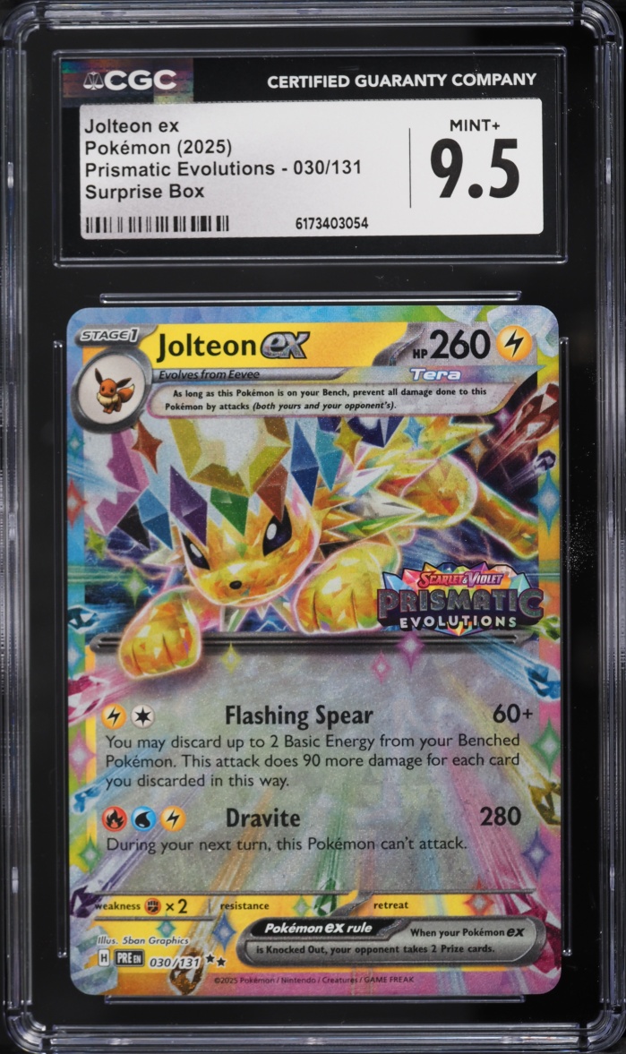 2025 Pokemon Scarlet & Violet Prismatic Evolutions Surprise Box Holo Jolteon Ex #30 CGC 9.5