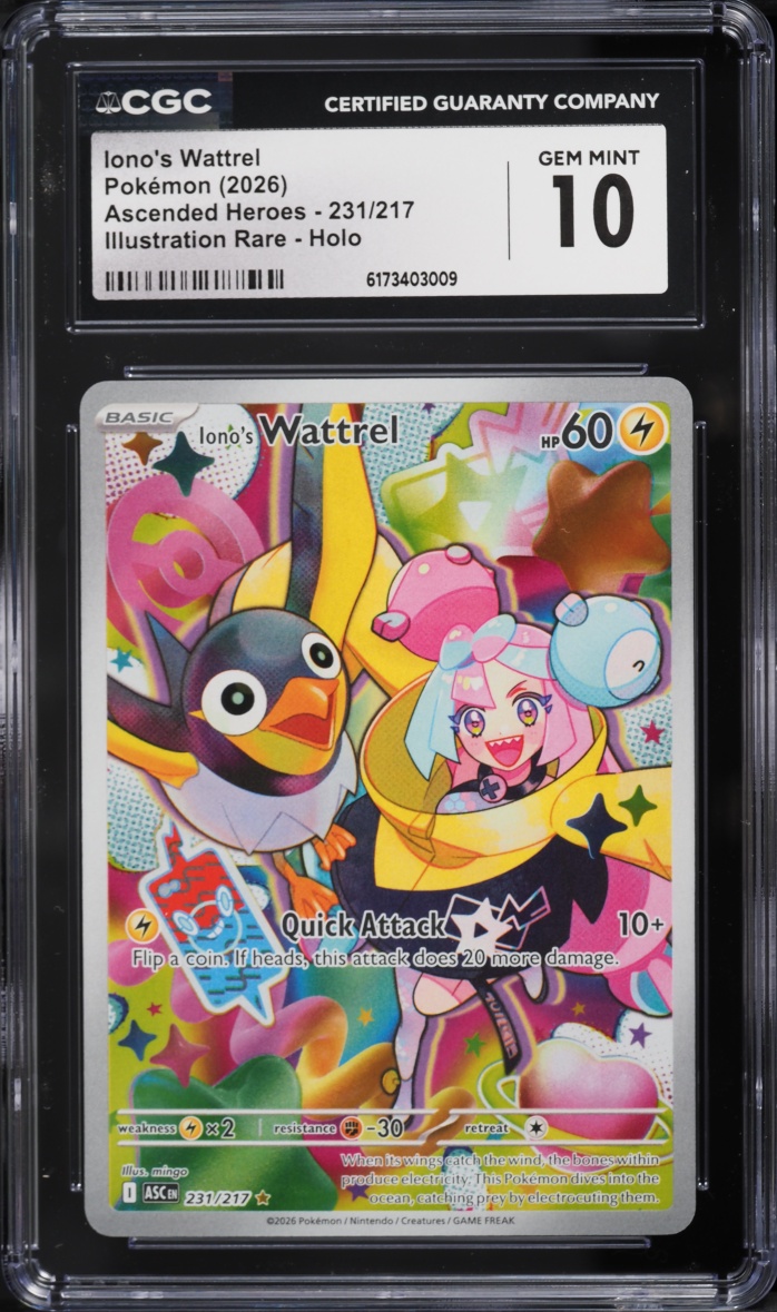 2026 Pokemon Mega Evolution Ascended Heroes IR Iono's Wattrel #231 CGC 10 GEM MINT
