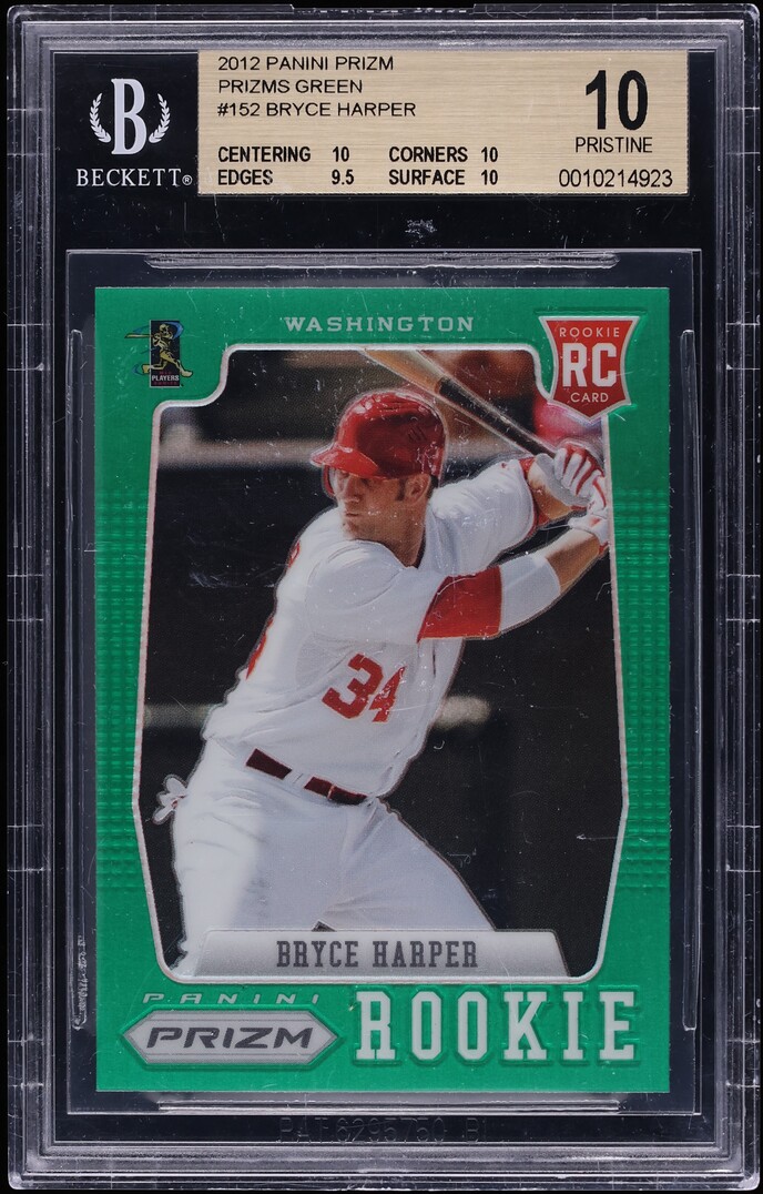 2012 Panini Prizm Green Bryce Harper ROOKIE #152 BGS 10 PRISTINE - Photo 1