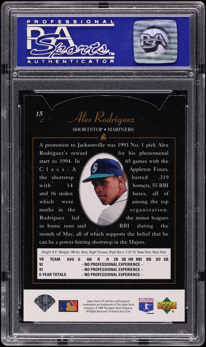 1994 SP Foil Die-Cut Alex Rodriguez ROOKIE #15 PSA 8 NM-MT - Photo 2
