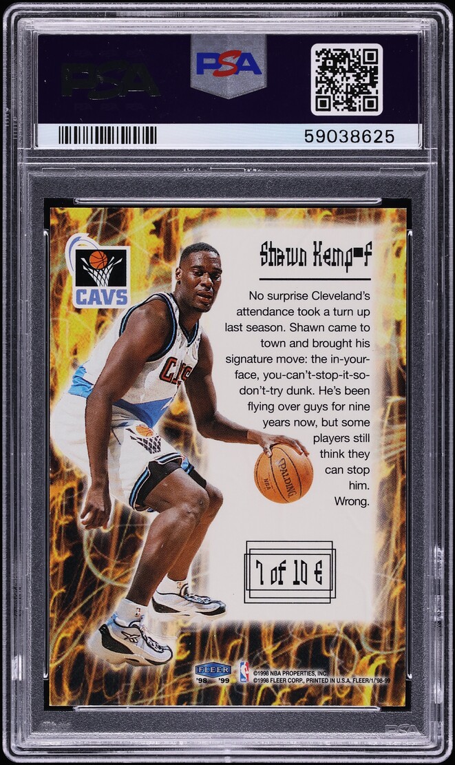 1998 Fleer Electrifying Shawn Kemp #7 PSA 10 GEM MINT - Photo 2