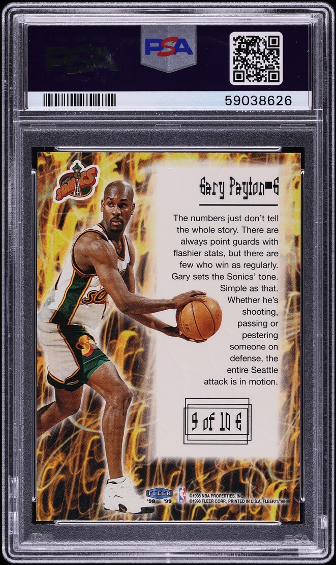 1998 Fleer Tradition Electrifying Gary Payton #9 PSA 10 GEM MINT - Photo 2