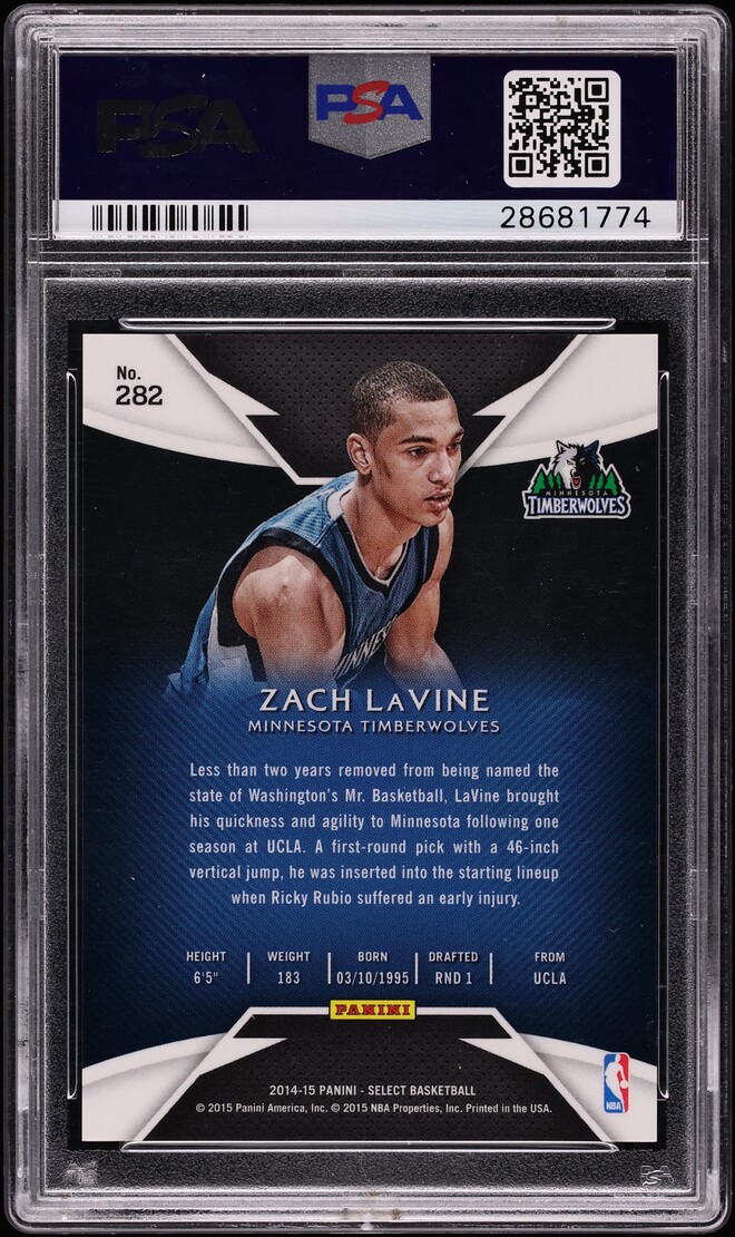 2014 Select Basketball Zach Lavine ROOKIE #282 PSA 10 GEM MINT - Photo 2