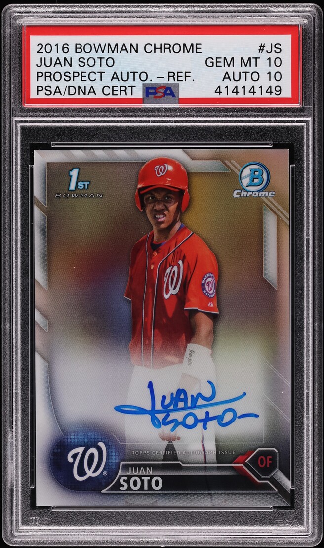 2016 Bowman Chrome Refractor Juan Soto PROSPECT AUTO DNA 10 /499 #CPA-JS PSA 10 GEM MINT - Photo 1