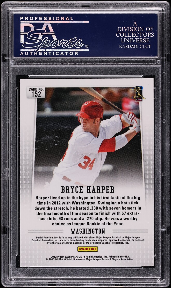 2012 Panini Prizm Bryce Harper ROOKIE #152 PSA 10 GEM MINT - Photo 2