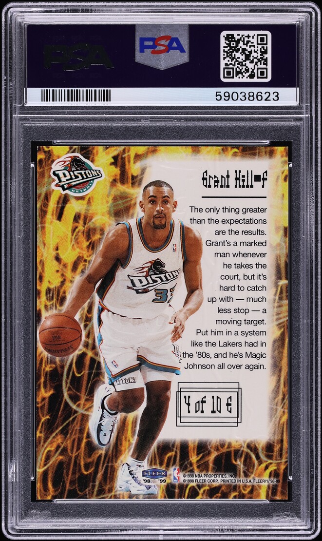 1998 Fleer Tradition Electrifying Grant Hill #4 PSA 10 GEM MINT - Photo 2