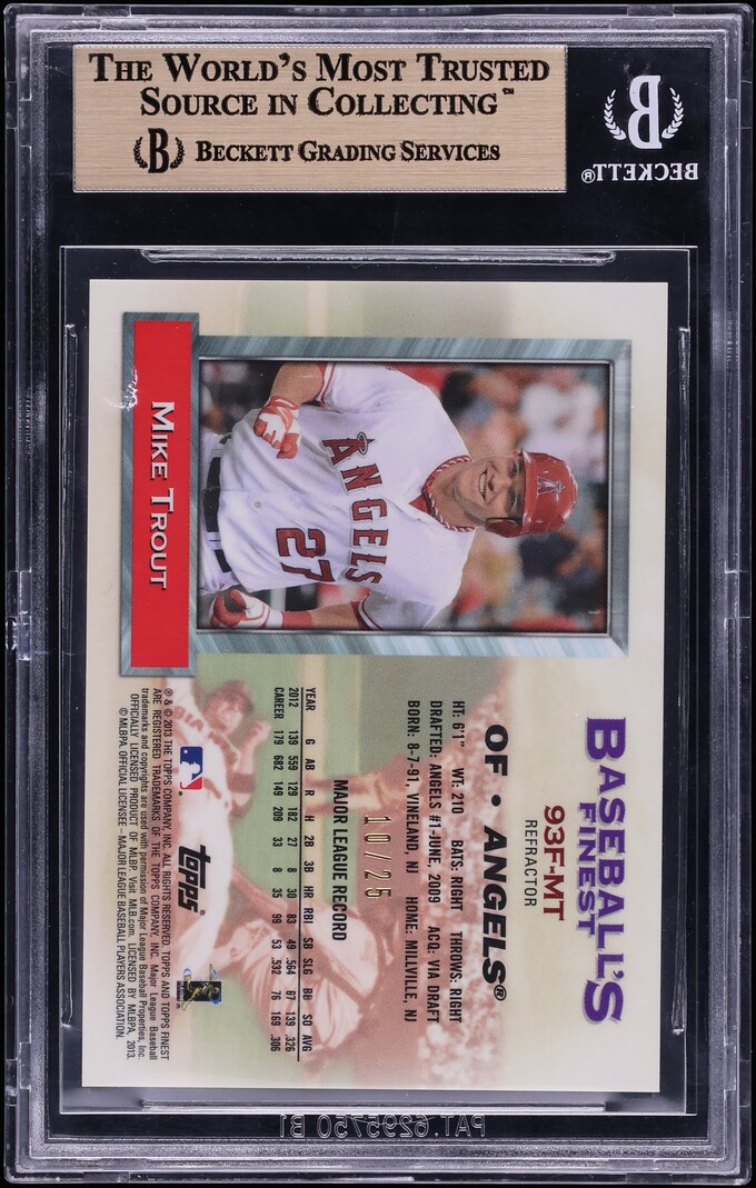 2013 Finest '93 Refractor Mike Trout /25 #93F-MT BGS 9.5 GEM MINT - Photo 2