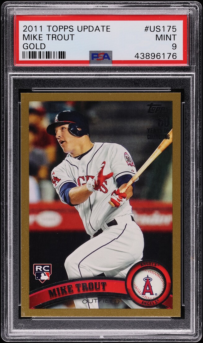 2011 Topps Update Gold Mike Trout ROOKIE /2011 #US175 PSA 9 MINT - Photo 1