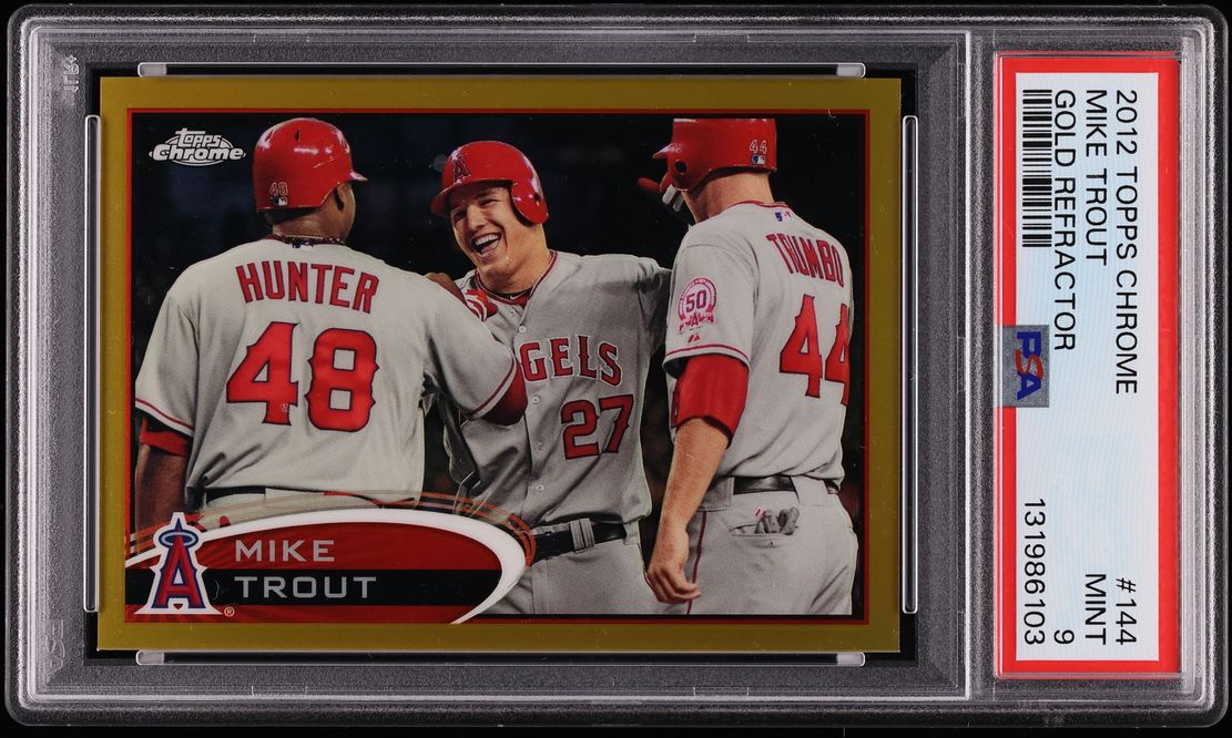 2012 Topps Chrome Gold Refractor Mike Trout /50 #144 PSA 9 MINT - Photo 1