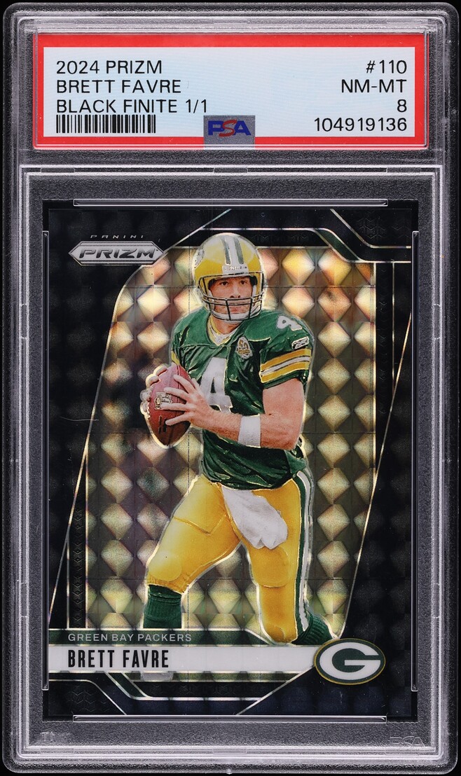 2024 Panini Prizm Black Finite Brett Favre 1/1 #110 PSA 8 NM-MT - Photo 1