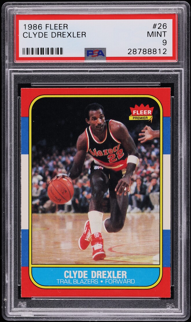 1986 Fleer Basketball Clyde Drexler ROOKIE #26 PSA 9 MINT - Photo 1