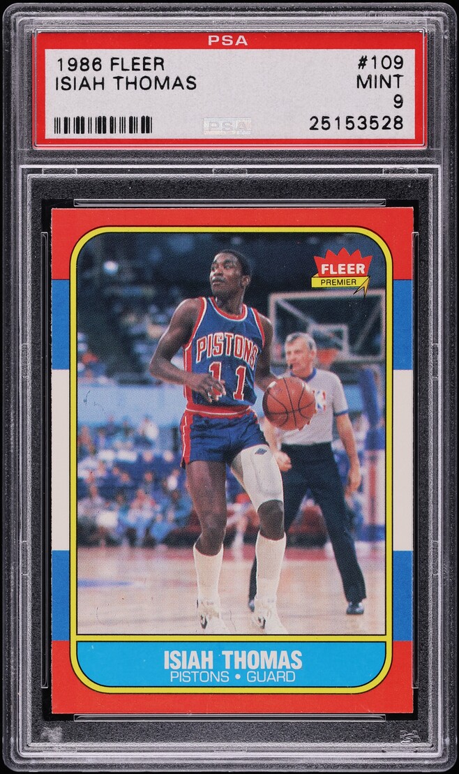 1986 Fleer Basketball Isiah Thomas ROOKIE #109 PSA 9 MINT - Photo 1