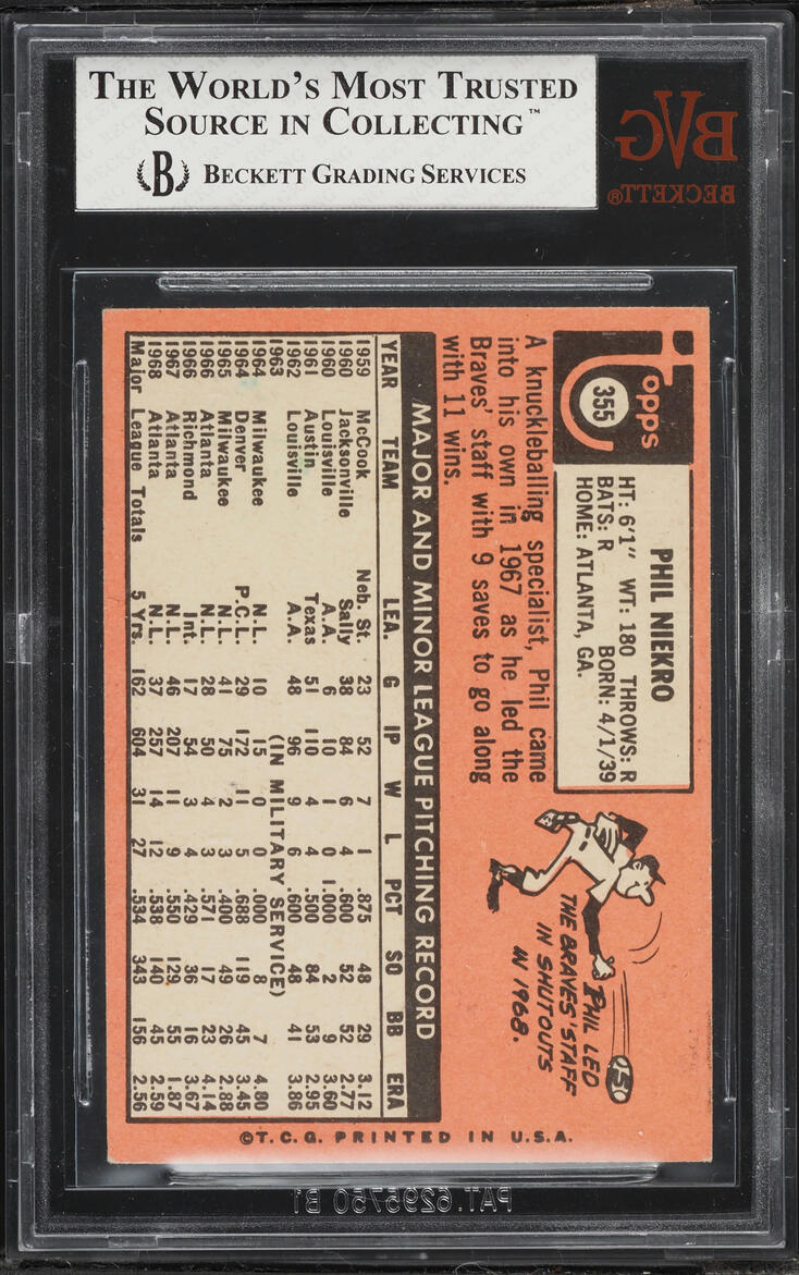 1969 Topps Phil Niekro #355 BVG 4.5 VGEX+