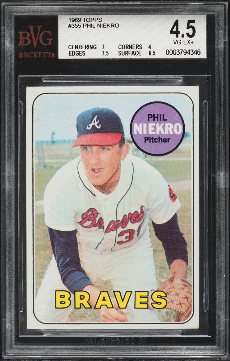 1969 Topps Phil Niekro #355 BVG 4.5 VGEX+