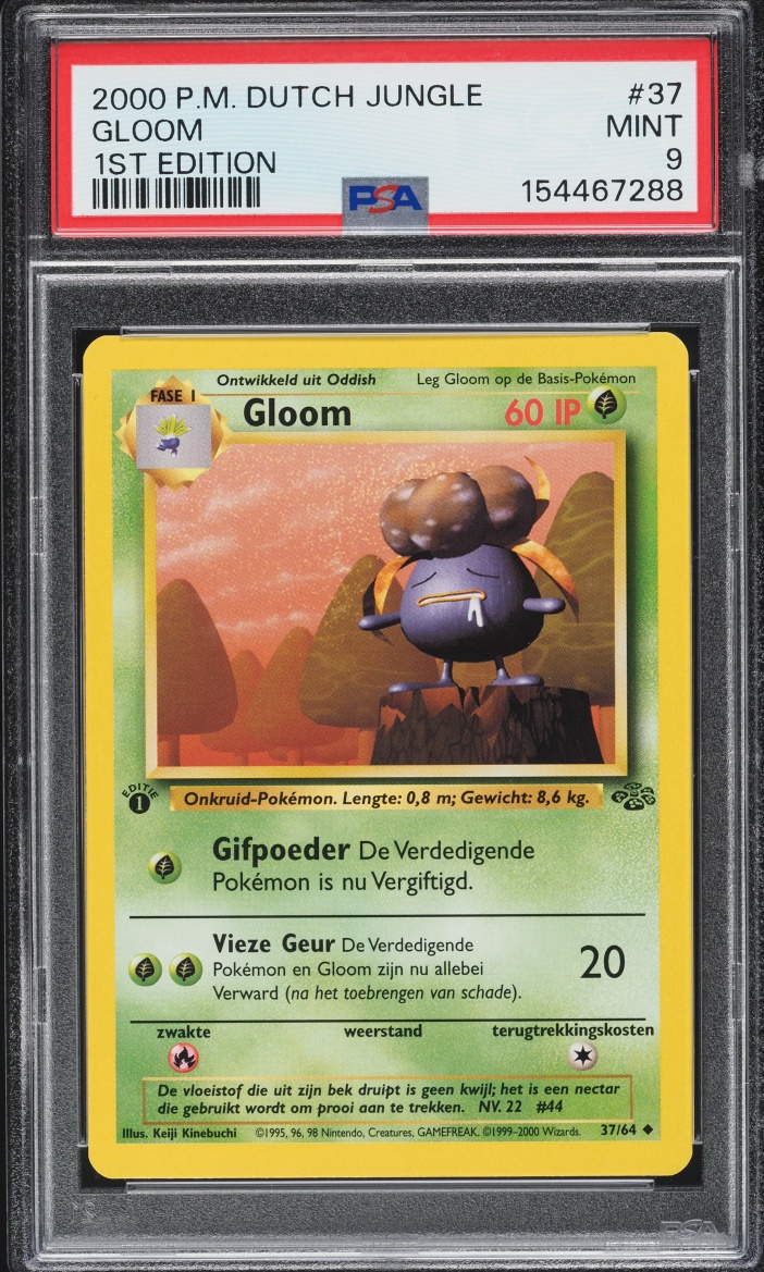 2000 Pokemon Dutch Jungle 1st Edition Gloom #37 PSA 9 MINT