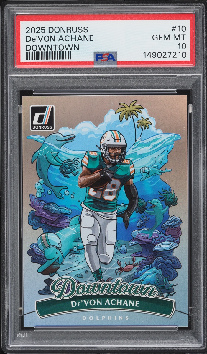 2025 Donruss Downtown De'Von Achane #10 PSA 10 GEM MINT
