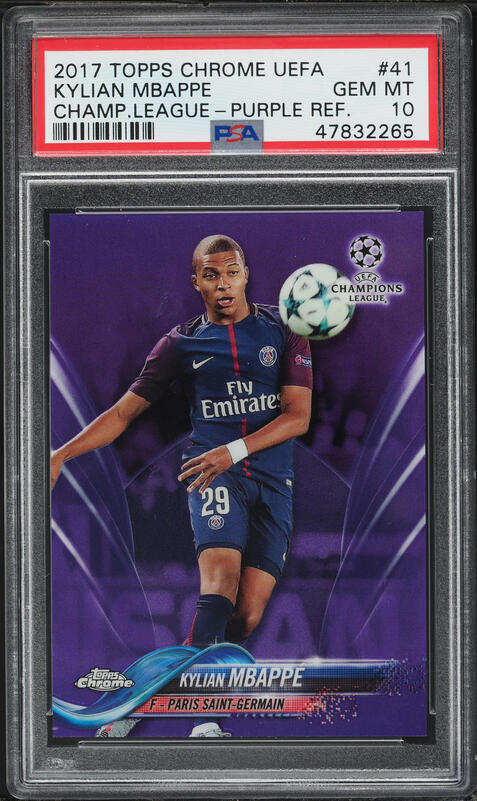 2017 Topps Chrome UEFA Champions League Kylian Mbappe ROOKIE #41