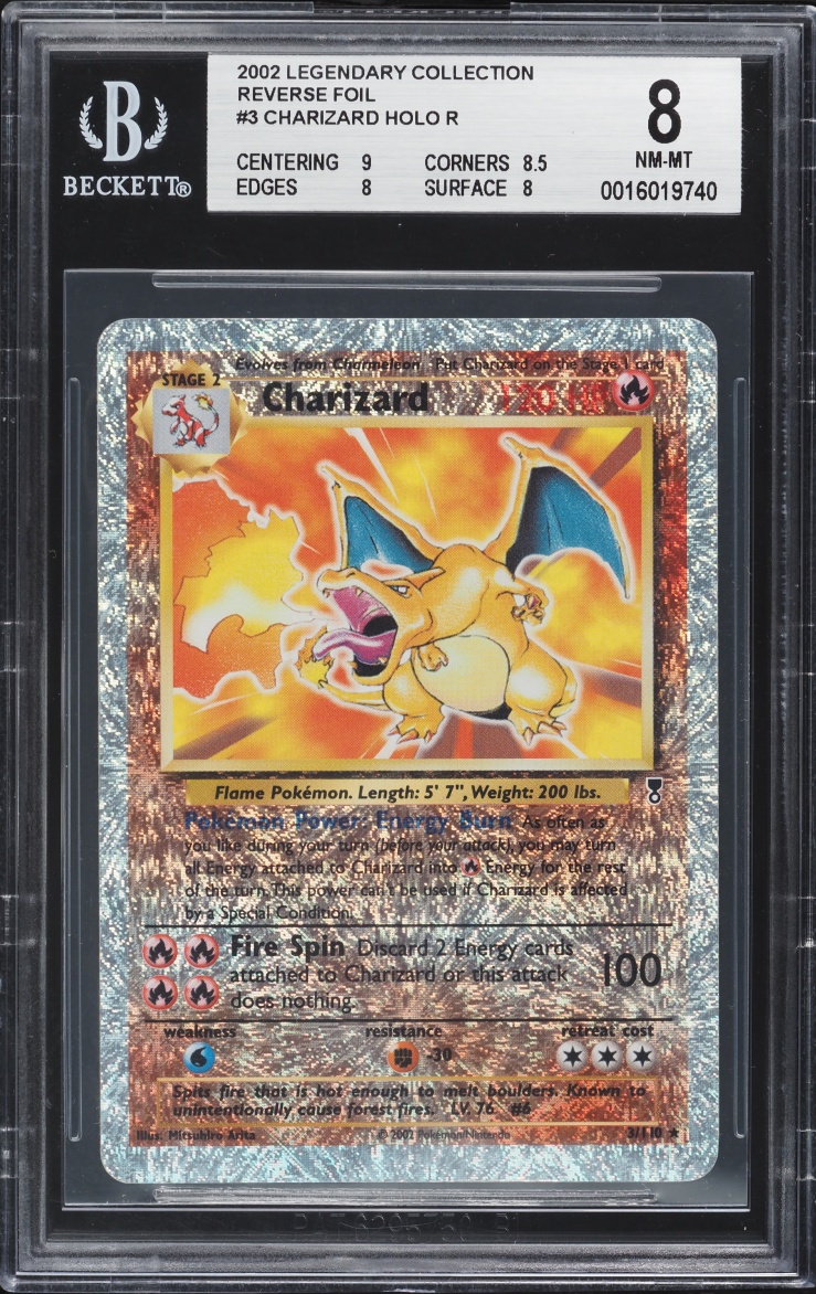 2002 Pokemon Legendary Collection Reverse Holo Charizard #3 BGS 8 NM-MT