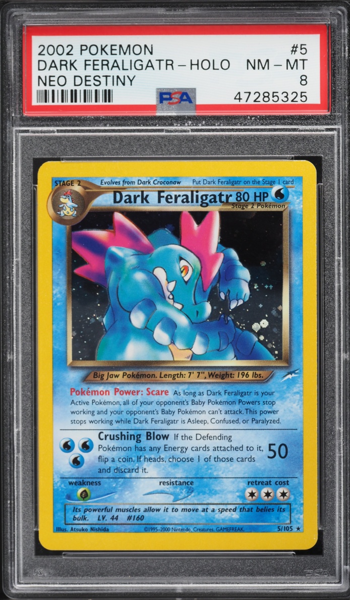 2002 Pokemon Neo Destiny Holo Dark Feraligatr #5 PSA 8 NM-MT