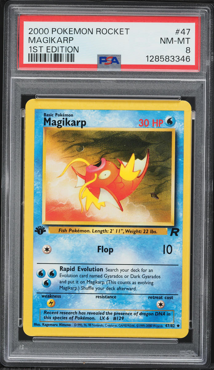 2000 Pokemon Team Rocket 1st Edition Magikarp #47 PSA 8 NM-MT