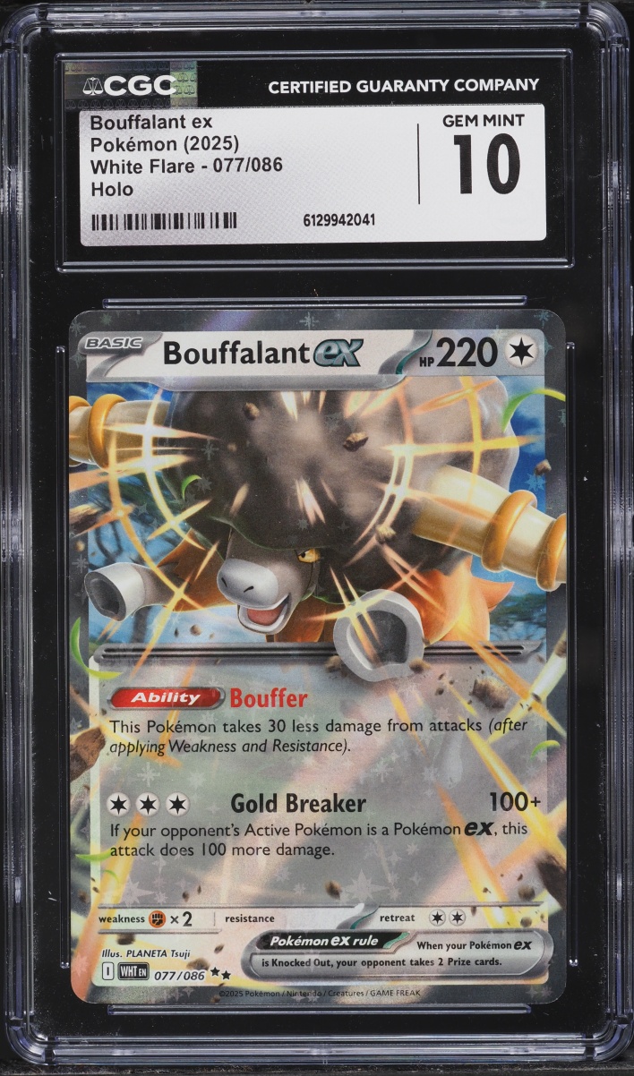 2025 Pokemon Scarlet & Violet White Flare Holo Bouffalant ex #77 CGC 10 GEM MINT