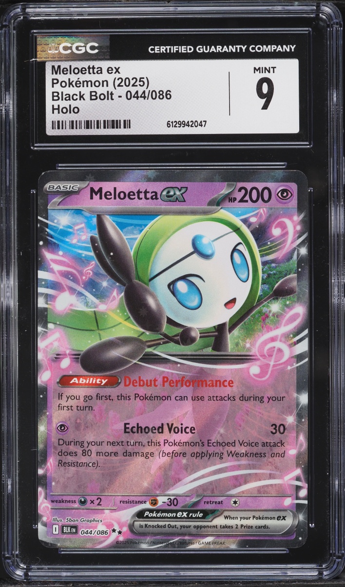 2025 Pokemon Scarlet & Violet Black Bolt Holo Meloetta ex #44 CGC 9 MINT