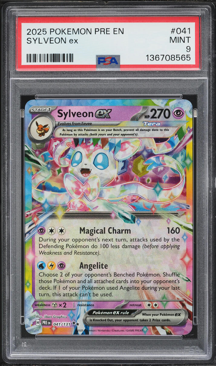 2025 Pokemon Scarlet & Violet Prismatic Evolutions Holo Sylveon ex #41 PSA 9 MINT