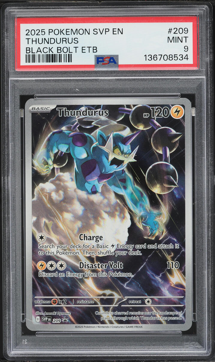 2025 Pokemon Scarlet & Violet Black Star Promo Black Bolt ETB Thundurus #209 PSA 9 MINT
