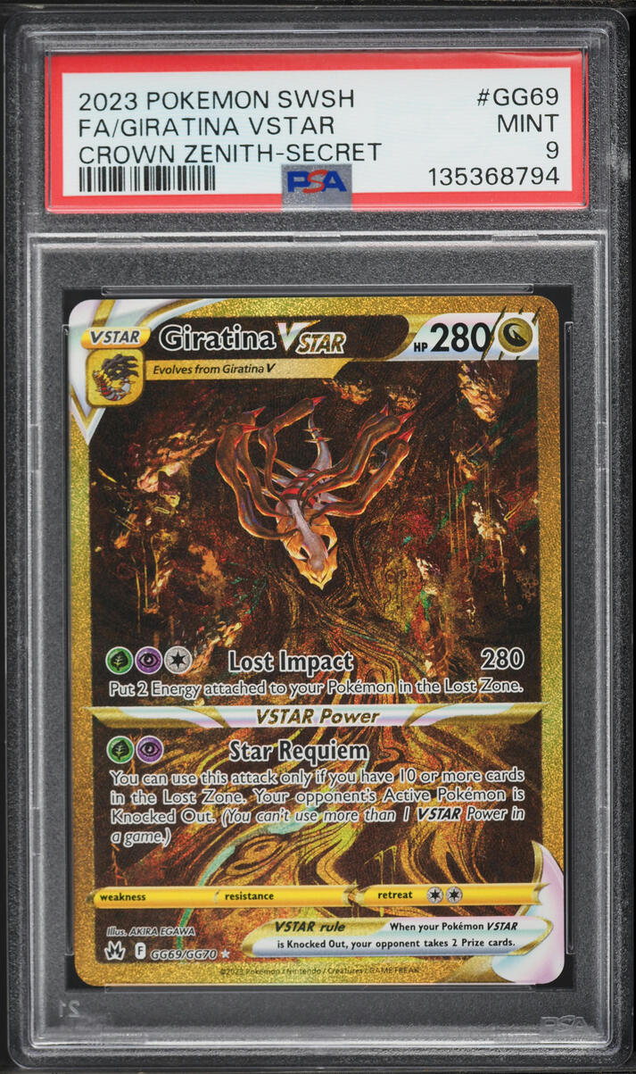 2023 Pokemon Sword & Shield Crown Zenith Gold Rare Giratina VSTAR #GG69 PSA 9 MINT