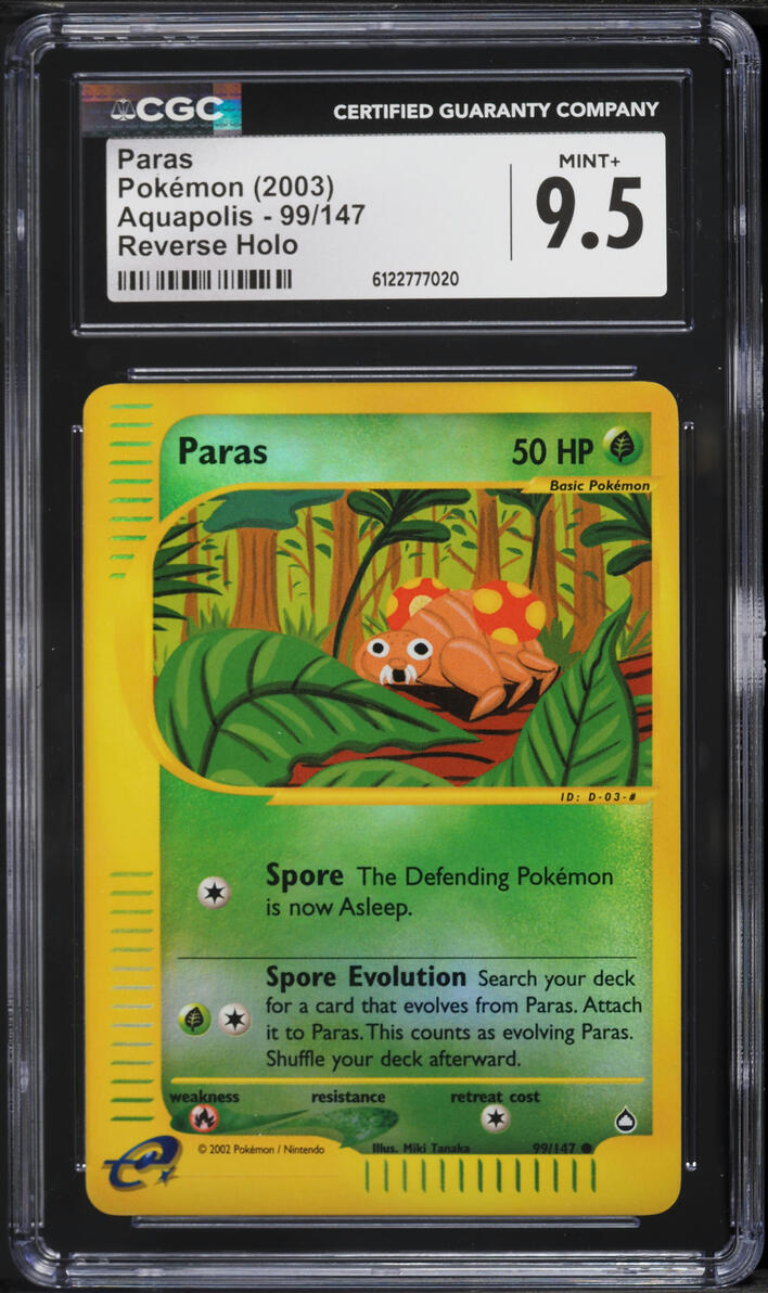 2003 Pokemon Aquapolis Reverse Holo Paras #99 CGC 9.5 MINT+