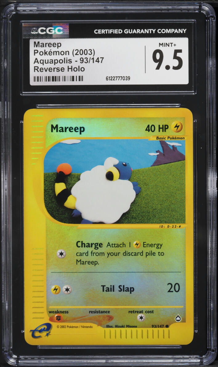 2003 Pokemon Aquapolis Reverse Holo Mareep #93 CGC 9.5 MINT+