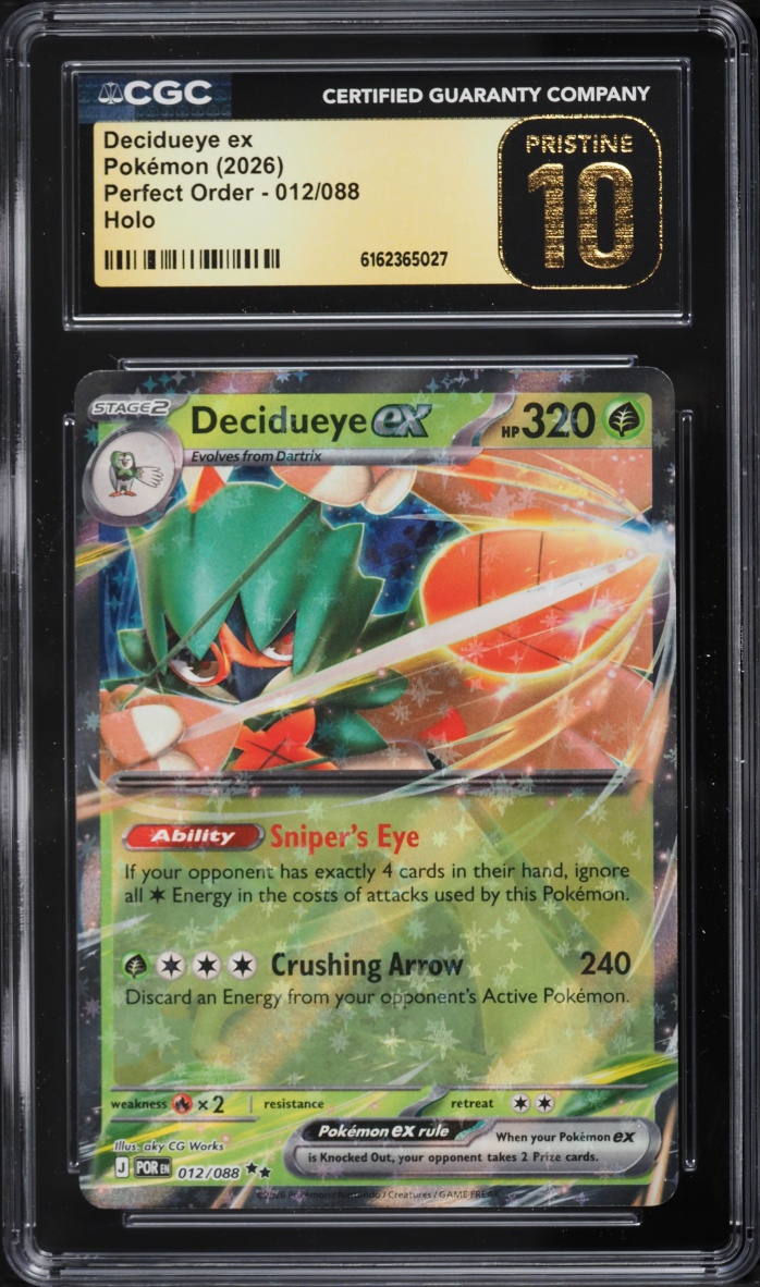 2026 Pokemon Mega Evolution Perfect Order Holo Decidueye ex #012 CGC 10 PRISTINE