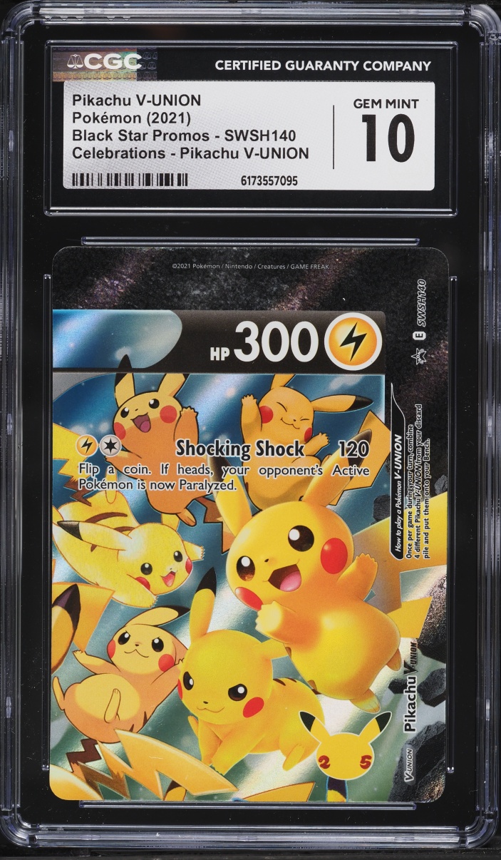 2021 Pokemon Sword & Shield Promo Celebrations Full Art Pikachu V-UNION #SWSH140 CGC 10 GEM