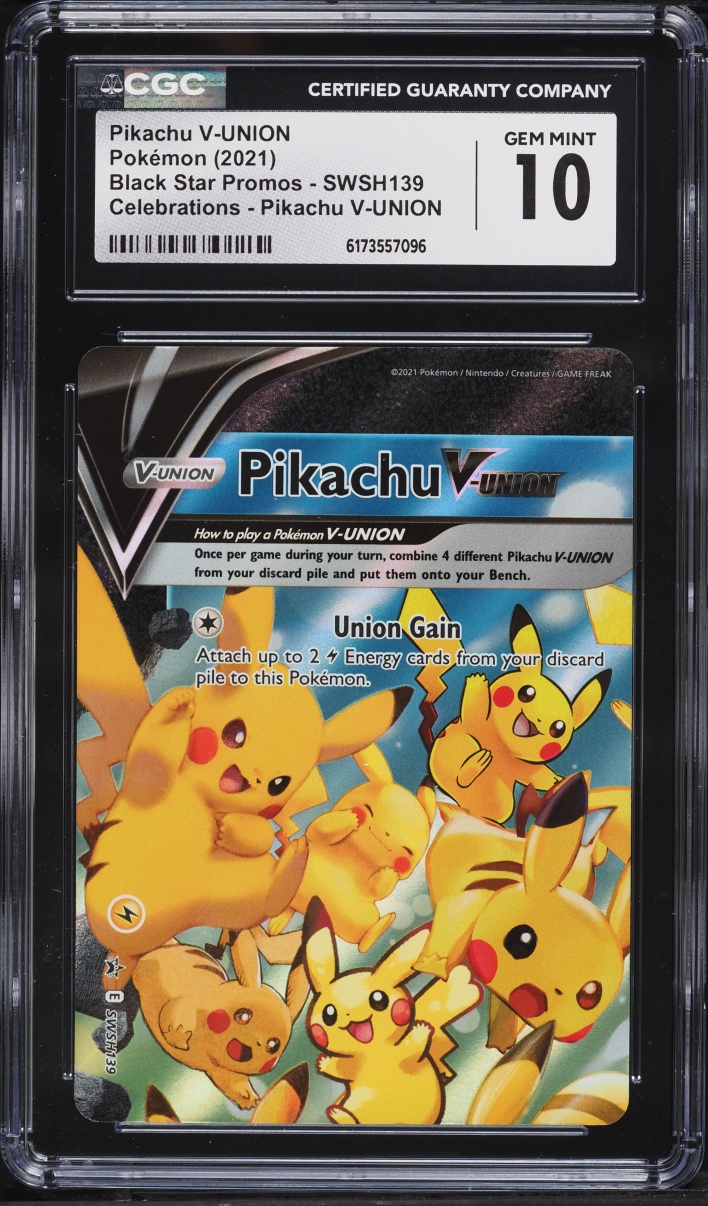 2021 Pokemon Sword & Shield Promo Celebrations Full Art Pikachu V-UNION #SWSH139 CGC 10 GEM