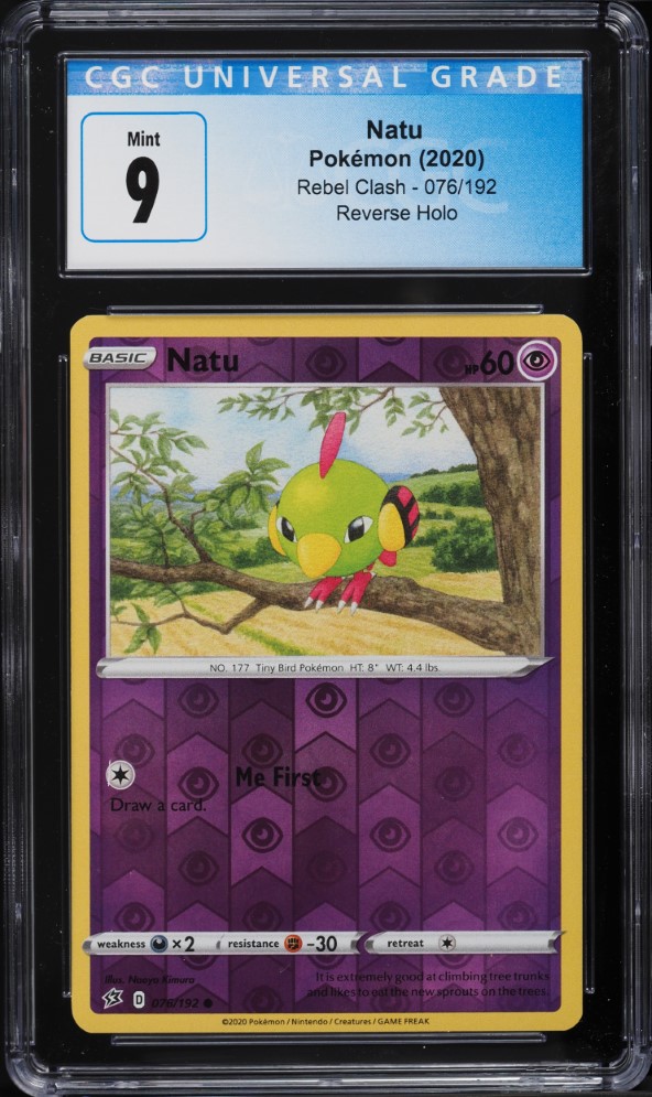 2020 Pokemon Sword & Shield Rebel Clash Reverse Holo Natu #76 CGC 9 MINT