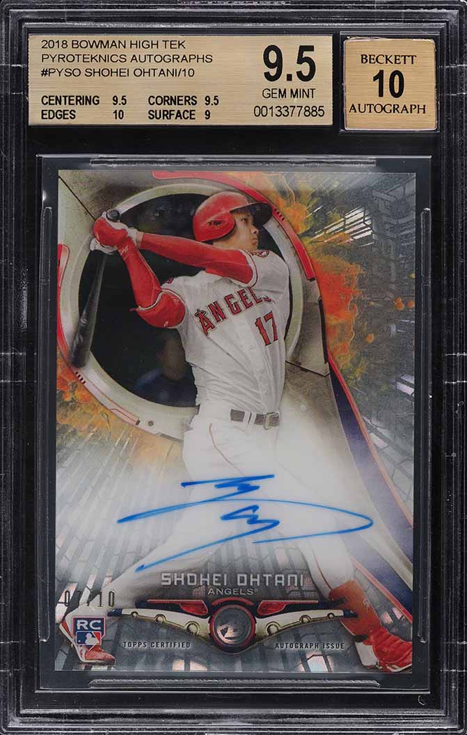 2018 Bowman High Tek Red Orbit Diffractor Shohei Ohtani ROOKIE /10