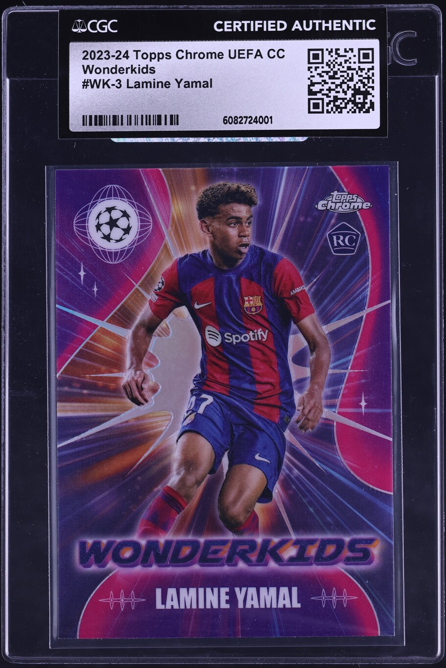 2023 Topps Chrome UEFA Club Competitions Wonderkids Lamine Yamal ROOKIE #WK-3 CGC AUTH