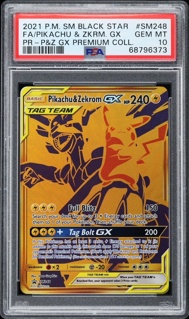 2021 Pokemon Sun & Moon Promo Premium Collection Full Art Pikachu & Zekrom GX #SM248 PSA 10 GEM