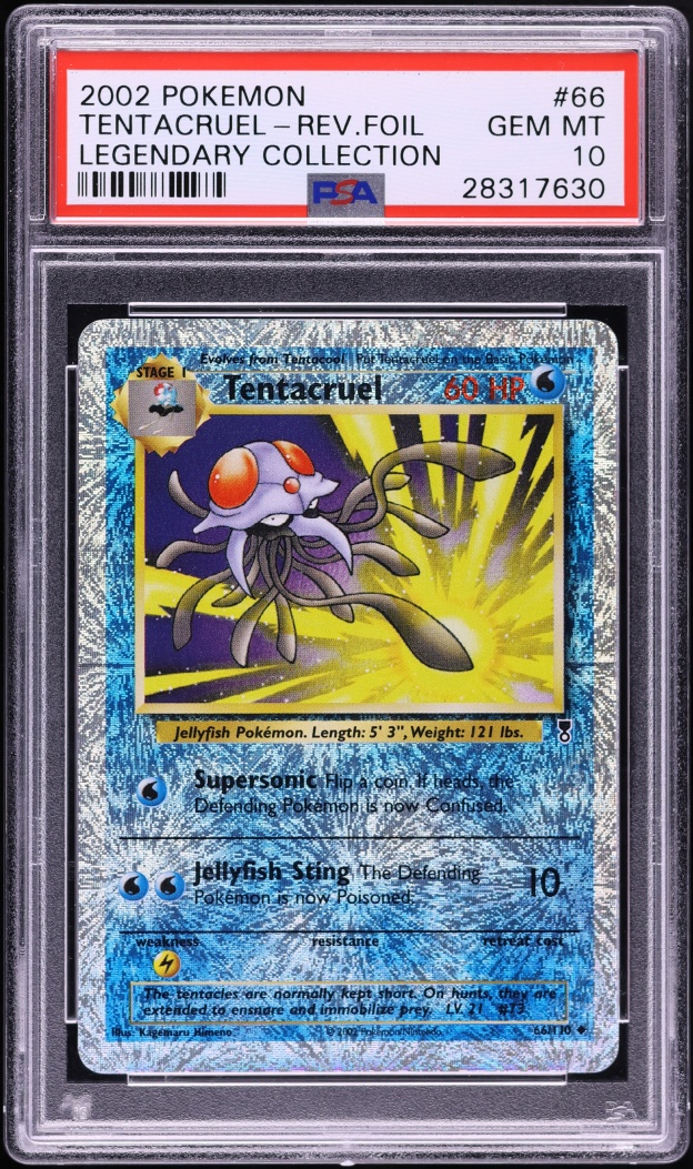 2002 Pokemon Legendary Collection Reverse Holo Tentacruel #66 PSA 10 GEM MINT