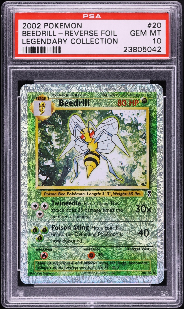 2002 Pokemon Legendary Collection Reverse Holo Beedrill #20 PSA 10 GEM MINT