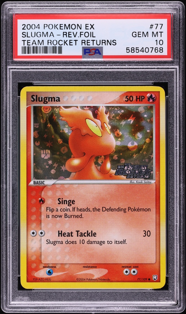2004 Pokemon EX Team Rocket Returns Reverse Holo Slugma #77 PSA 10 GEM MINT