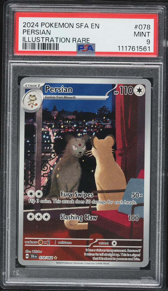 2024 Pokemon Scarlet & Violet Shrouded Fable Illustration Rare Persian #78 PSA 9 MINT