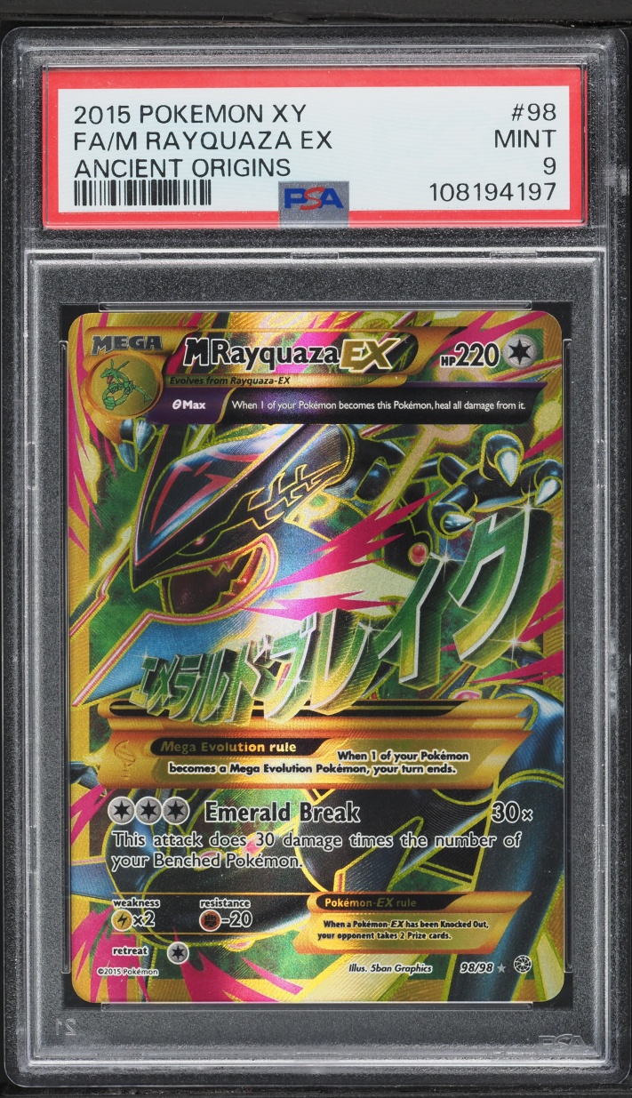 2015 Pokemon XY Ancient Origins Full Art M Rayquaza EX #98 PSA 9 MINT