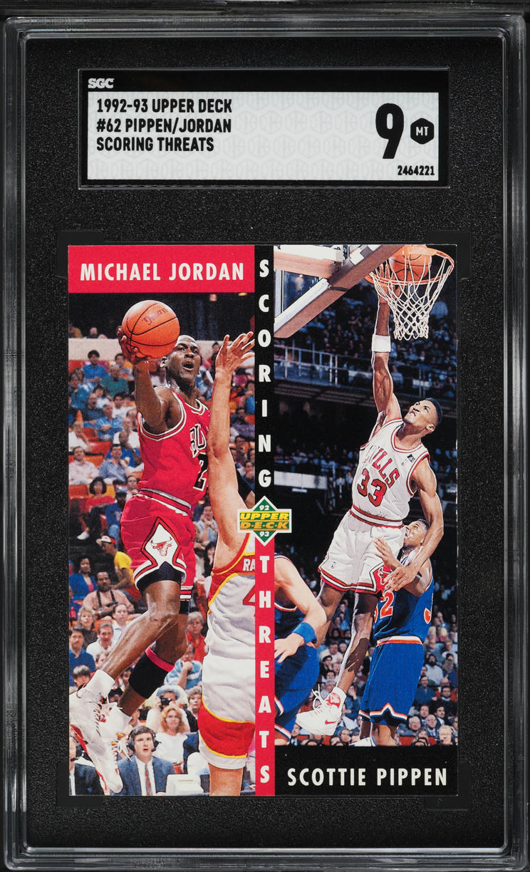 1992 Upper Deck Scoring Threats Scottie Pippen & Michael Jordan #62 SGC 9 MINT
