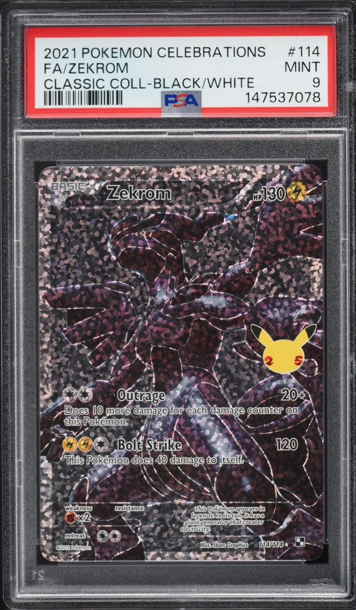2021 Pokemon Sword & Shield Celebrations Classic Full Art Zekrom #114 PSA 9 MINT